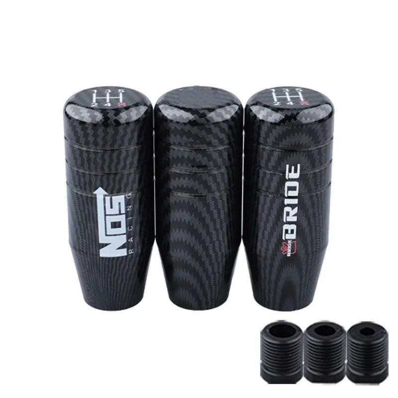 8.5 ซม.BRIDE NOS Universal คาร์บอนไฟเบอร์สไตล์เกียร์ Shift Knob อลูมิเนียม JDM Shifter Lever Stick หัว Auto Manual Gearstick
