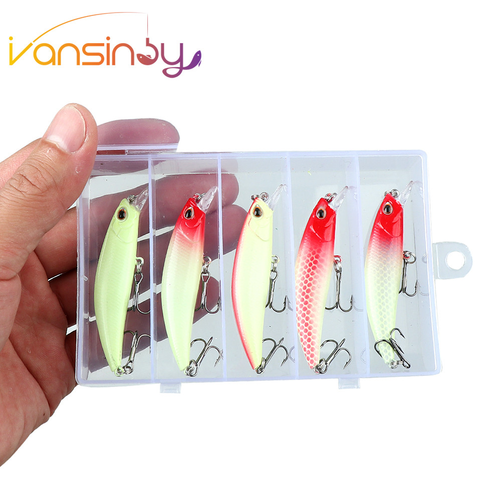5pcs Boxxed Luminous Fishing Lure 5g/6.5g/8g Sinking Minnow อุปกรณ์ตกปลา Ghost กุ้งน้ํา Hard เหยื่อตกปลา Tracle Minnow