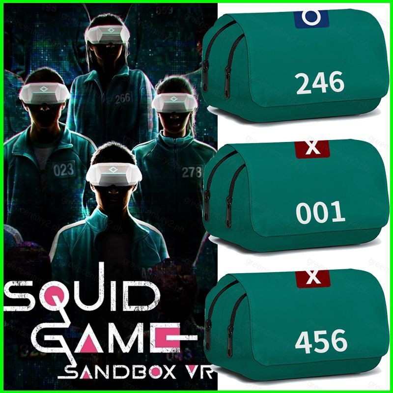Gan Squid Game Double Layer Pencil Case Student Pen Storage Bag Anime Game Peripheral Stationery Bag yu