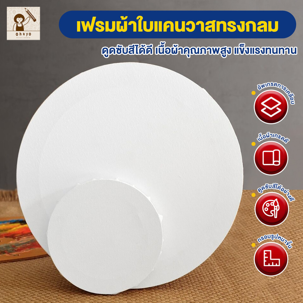 Ohayo เฟรมแคนวา กรอบรูปสีน้ำมัน Canvas Frame เฟรมแคนวา เฟรมวงกลม โครงทรงกลมคลาสสิค ไม่เสียรูปง่าย
