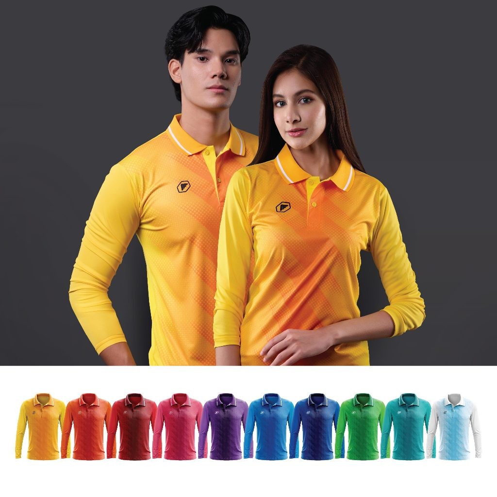 PEGAN เสื้อโปโลพิมพ์ลายแขนยาว Unisex รุ่น 16-24082 ทรง Slim Fit