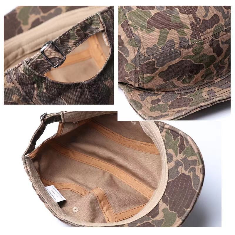 สไตล์อเมริกันย้อนยุคพรางหมวกผู้ชายเครื่องมือสไตล์ปีกนุ่ม5แผงหมวกสําหรับใบหน้าขนาดเล็กสั้นปีกคณะกรรมการหมวกเบสบอล - รูปที่ 7