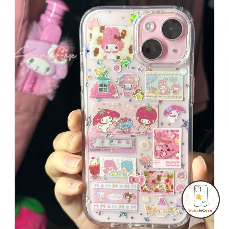 สีชมพู น่ารัก เคสไอโฟน13 คิตตี้ สำหรับ IPhone 17 11 12 16 15 13 14 Pro Max 7Plus 8Plus XS X XR Max 7 8 Plus SE 2020 เคส