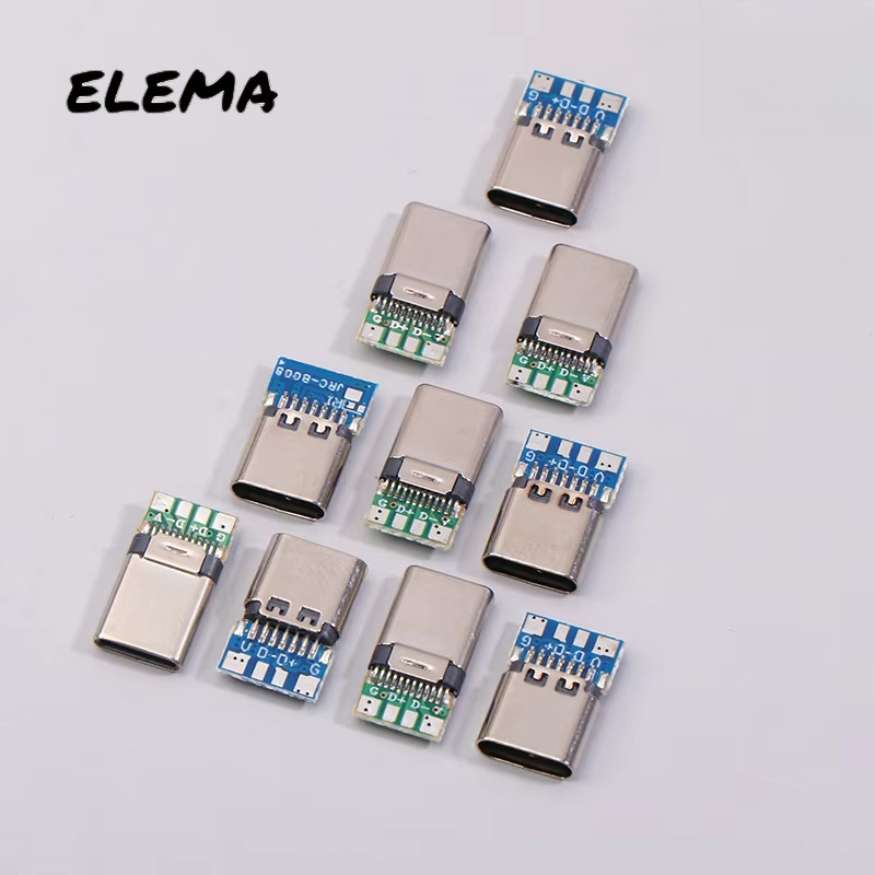 ปลั๊กขั้วต่อ USB 3.1 Type-C 24Pin บอร์ด PCB ปลั๊กเชื่อมต่อชาย/หญิงอะแดปเตอร์ Receptacle เพื่อบัดกรีสายไฟและสายเคเบิล
