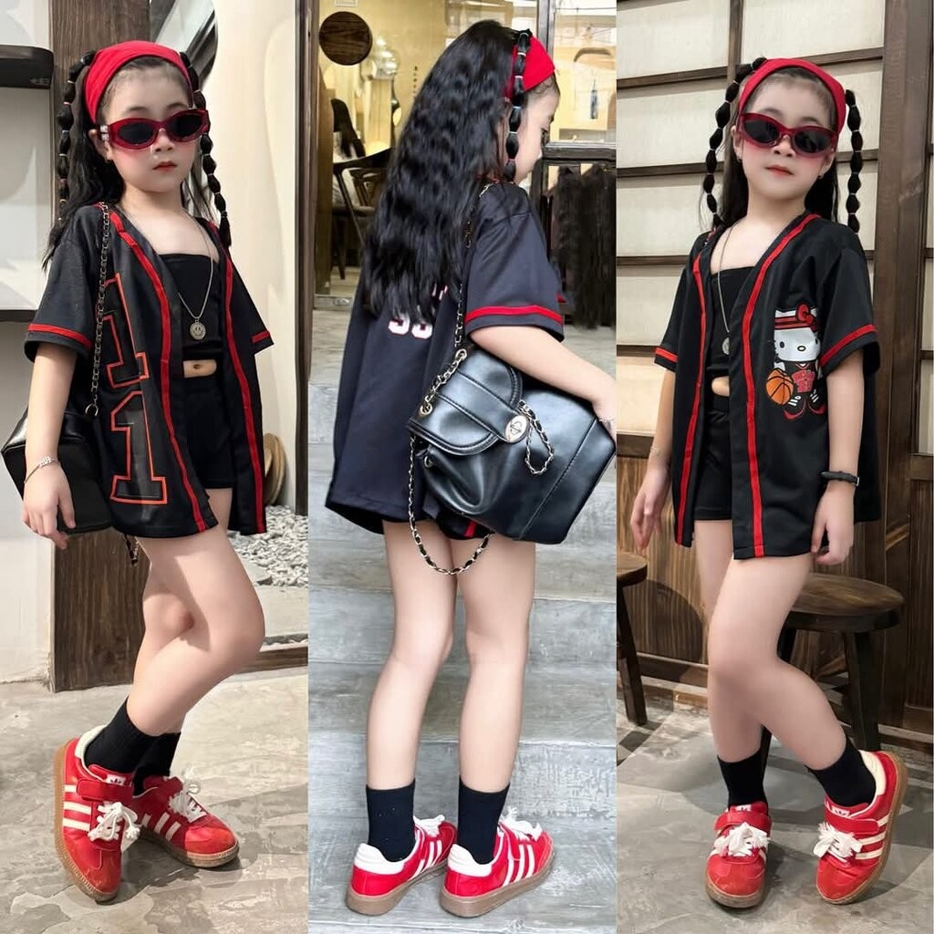 🔥พร้อมส่ง ชุดเด็กผู้หญิงแฟชั่นเวียดนาม /P5.38. เซท 4 ชิ้น