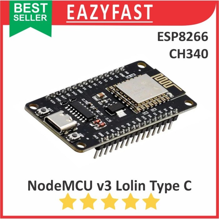 NodeMCU V3 Lolin ESP8266 CH340 ESP USB Type C LUA Wifi อินเทอร์เน็ต Arduino IoT ESP 8266 12 ไร้สาย