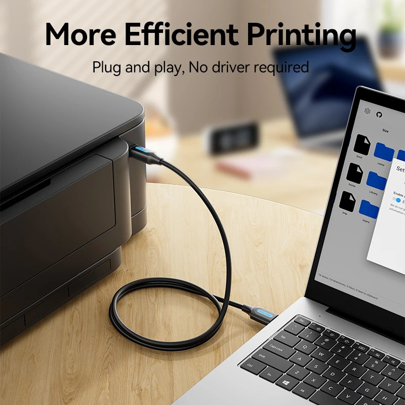Vention สายเครื่องพิมพ์ USB 3.0 2.0 Type A Male to B Male Cable for Canon Epson HP ZJiang Label Printer DAC USB Printer