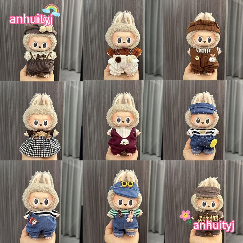 Anhuityj เสื้อยืด Overalls ชุด, Casual ตุ๊กตาเปลี่ยนเครื่องแต่งกาย 17 ซม.Labu เสื้อผ้า, เสื้อผ้าแฟชั่น DIY ตุ๊กตาอุปกรณ์เสริมเด็กของขวัญของเล่น