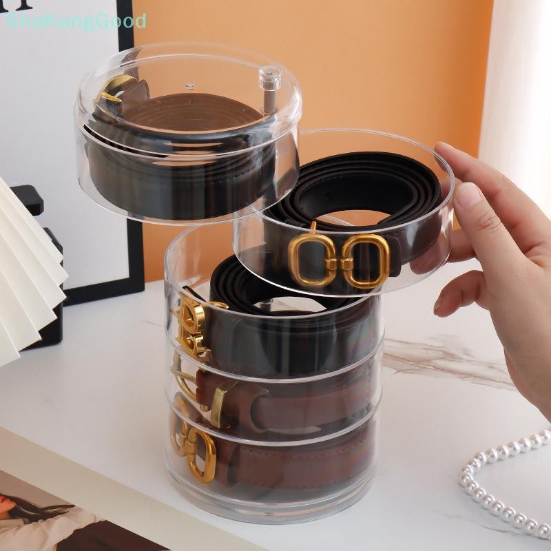 Skth อะคริลิคใสรอบกล่องเก็บ Stackable เข็มขัด Rack ผู้ถือสําหรับนาฬิกาเครื่องประดับเครื่องสําอางสร้อยข้อมือแหวนหัตถกรรมของเล่น Ties SKK