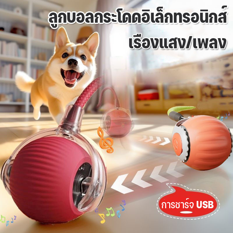 ลูกบอลกระโดดอิเล็กทรอนิกส์ 360 องศา เรืองแสง สมาร์ทไฟฟ้า ของเล่นหมา ของเล่นแมว