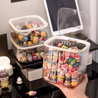 ฟรีสติ๊กเกอร์🍒 ถังขยะตั้งโต๊ะ แบบใส ถังขยะขนาดเล็ก พร้อมฝาปิ…