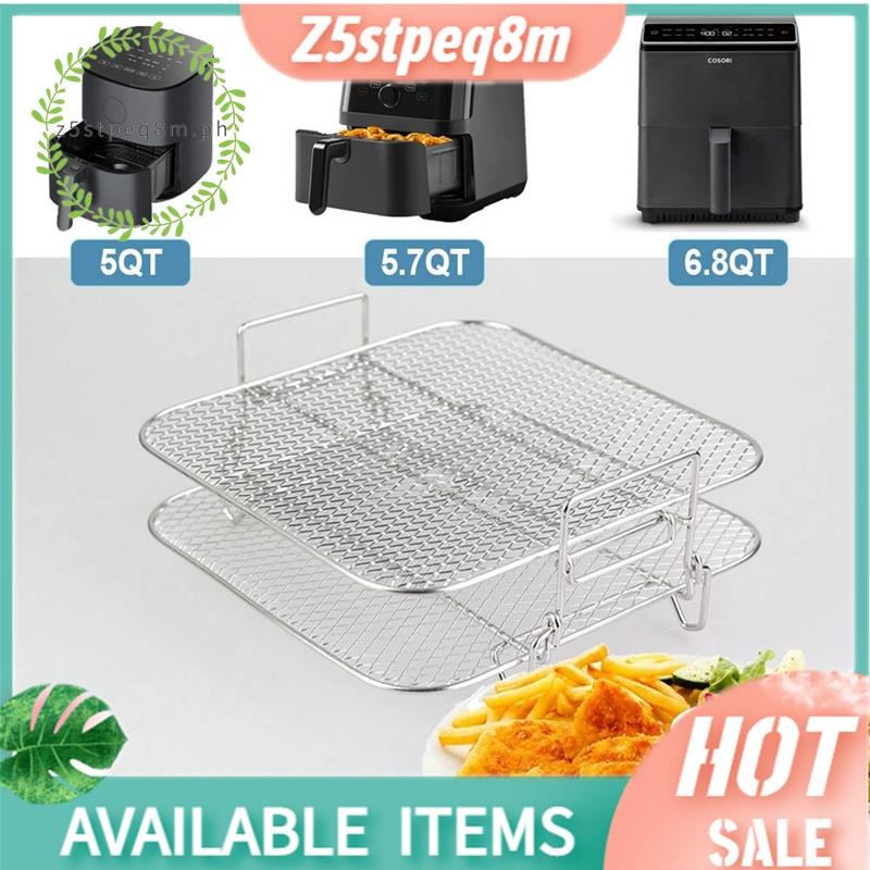 2 ชั้น Air Fryer ตะแกรงย่างสแตนเลสสําหรับ 4.2-5.8QT Air Fryer เตาอบในครัว Steamer Cooker