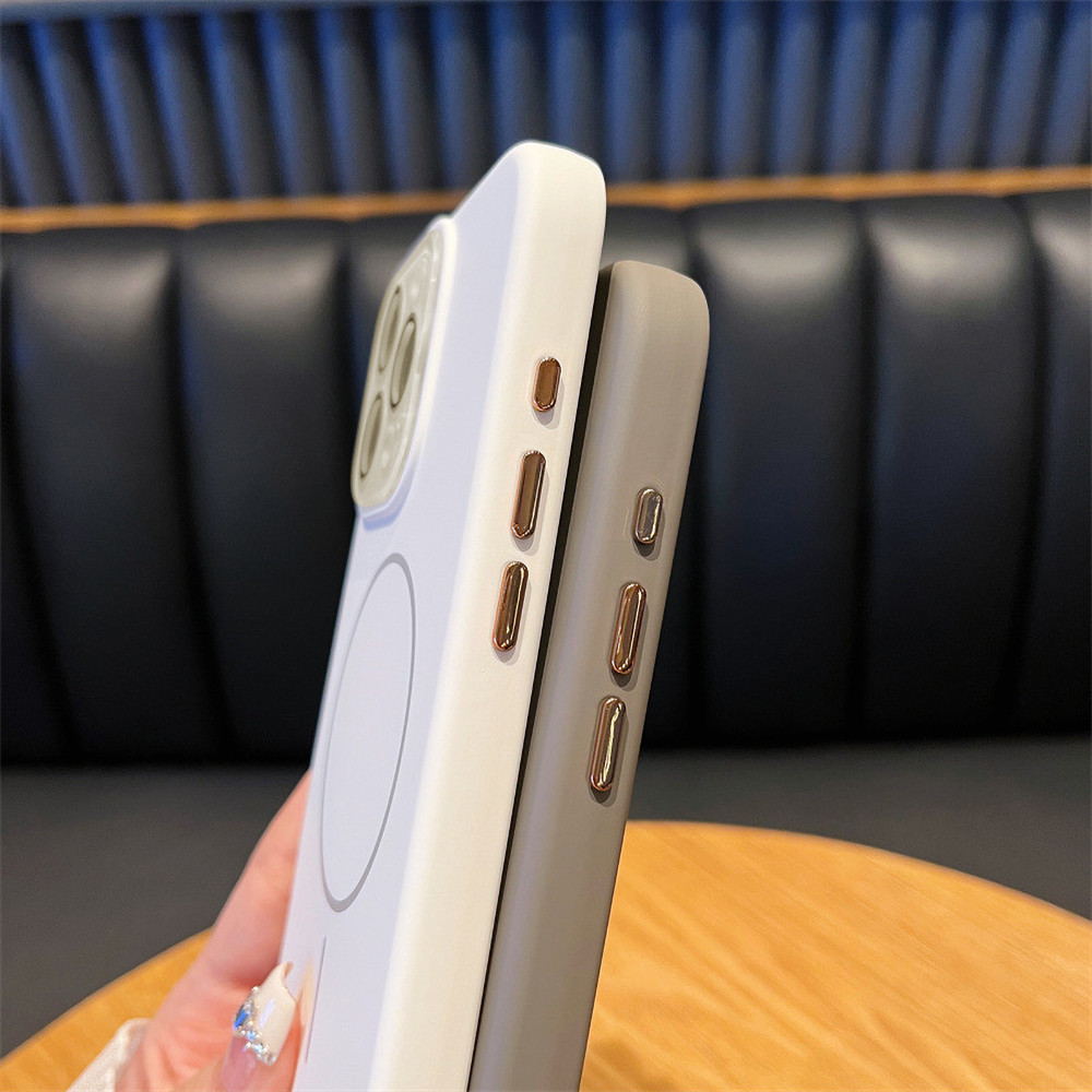 เคสไอโฟนซิลิโคนแม่เหล็ก foriPhone 11 14 15 12 16 Pro Max เคสไอโฟน 13 ชาร์จไร้สาย Case รวมอยู่ด้วยเลนส์กล้อง - รูปที่ 3