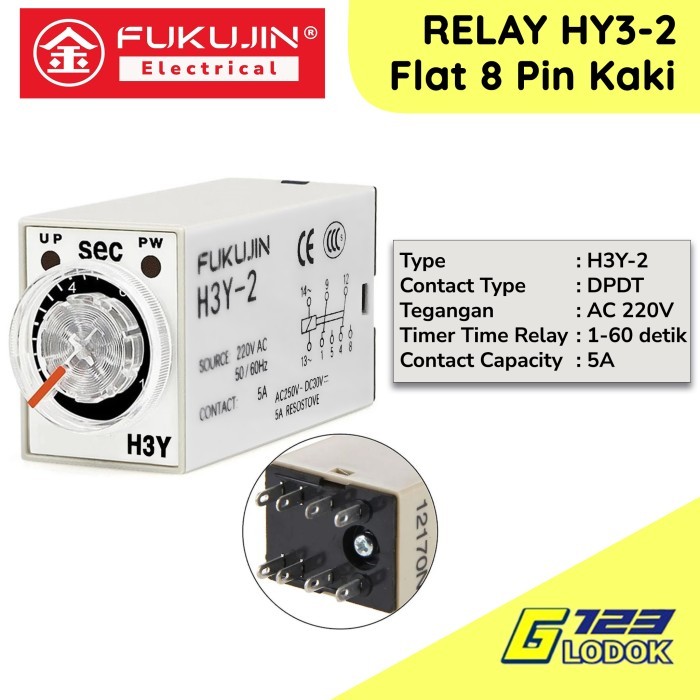 FUKUKAWA Mini Timer Delay Relay H3Y-2 H3Y2 TDR 0-60S 60s 60 วินาที 1 นาที DPDT 220VAC 8 พินซ็อกเก็ตร