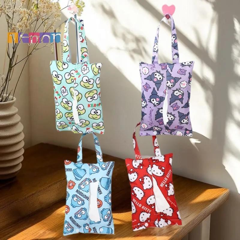 [มะนาว] 1 ชิ้นกระเป๋ารถที่ใส่กระดาษการจัดเก็บการ์ตูนพลิกปกกล่องกระดาษทิชชูที่ถอดออกได้ผ้าเช็ดปากกล่องเก็บใหม่