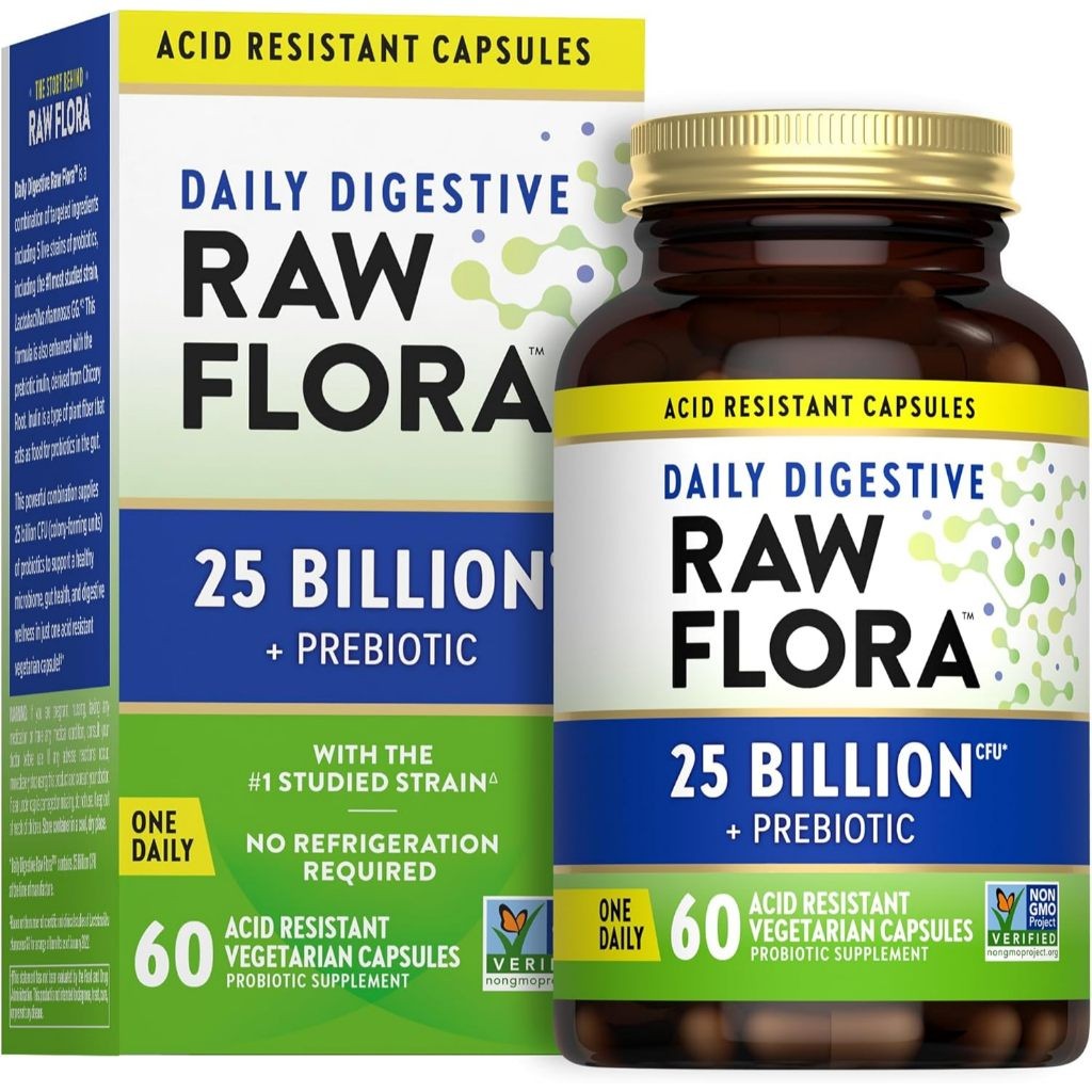 Nature's Truth Digestive Raw Flora Probiotic & Prebiotic 25 Billion (60Capsules)
