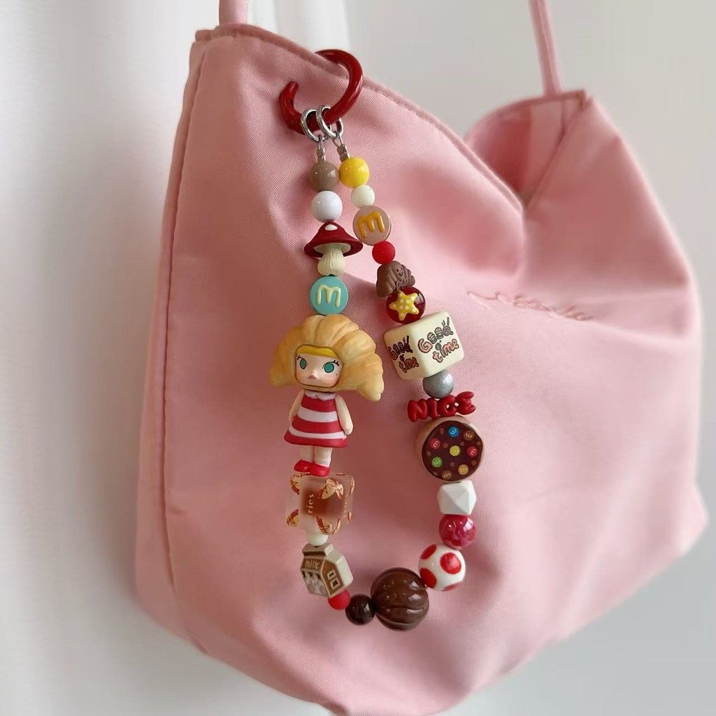 ใหม่สร้างสรรค์การ์ตูน สูญหาย โดนัทลูกอมสีเรซิ่นลูกปัดเชือกเส้นเล็กโทรศัพท์มือถือโซ่พวงกุญแจกระเป๋าแขวน - รูปที่ 3