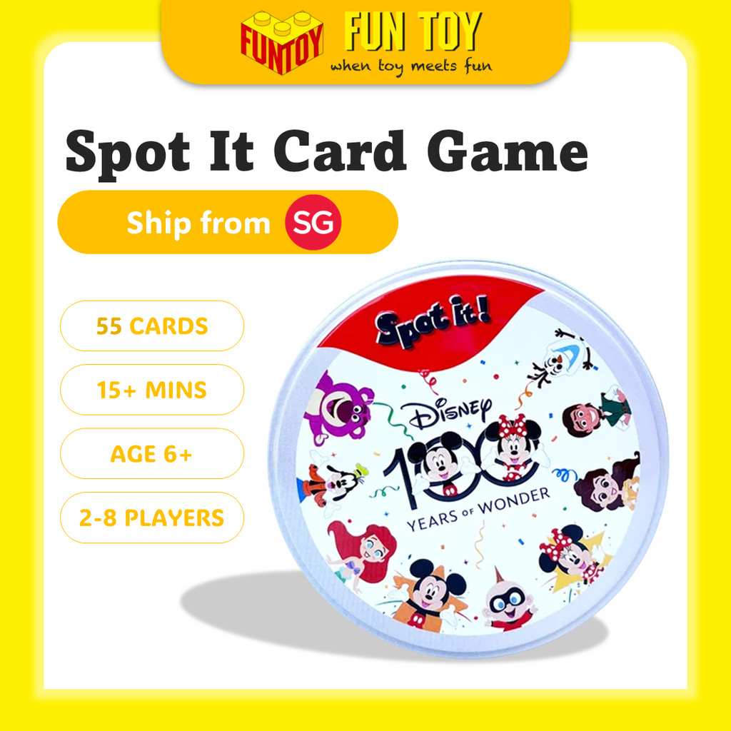 (FunToy SG) จุดมัน! Disney 100 Years Red - Dobble Kids Birthday - Party Game 2-6+ Players Age 6+