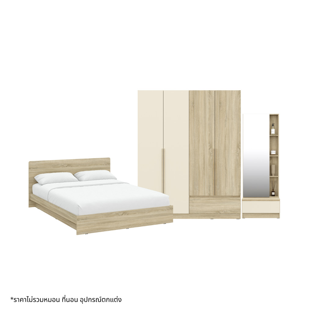 Koncept Furniture ชุดห้องนอน รุ่น Hannie ขนาด 6 ฟุต สีไม้อ่อน  แบรนด์ KONCEPT FURNITURE