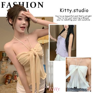 KITTY พร้อมส่ง🌺เสื้อเกาะอก เสื้อเปิดไหล่ผู้หญิง สีพื้น เสื้อ…