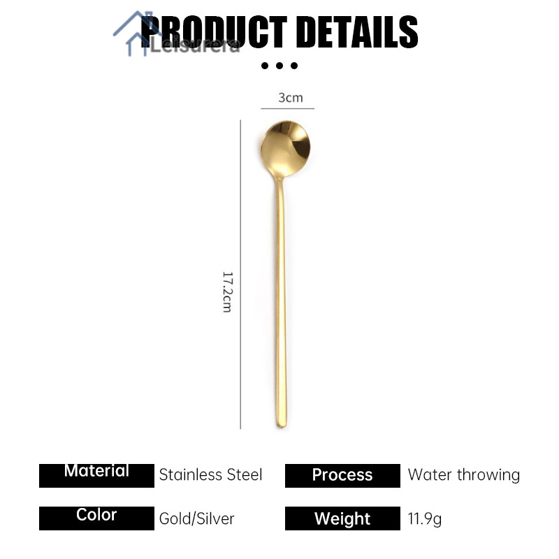 ✨ช้อนข้าวกลมเล็กสีทอง ช้อนสแตนเลส ช้อนกาแฟด้ามยาว🍀 - รูปที่ 6