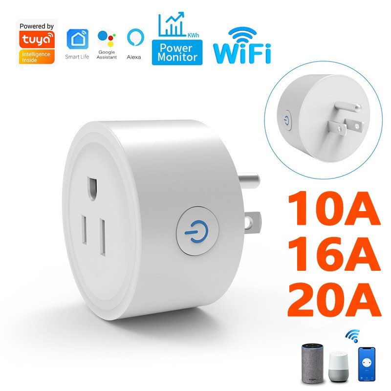 Tuya สมาร์ทปลั๊ก WiFi ซ็อกเก็ต 10A/16A/20A Power Monitor รีโมทคอนโทรล Smart Life ควบคุมเสียง Alexa Google Home