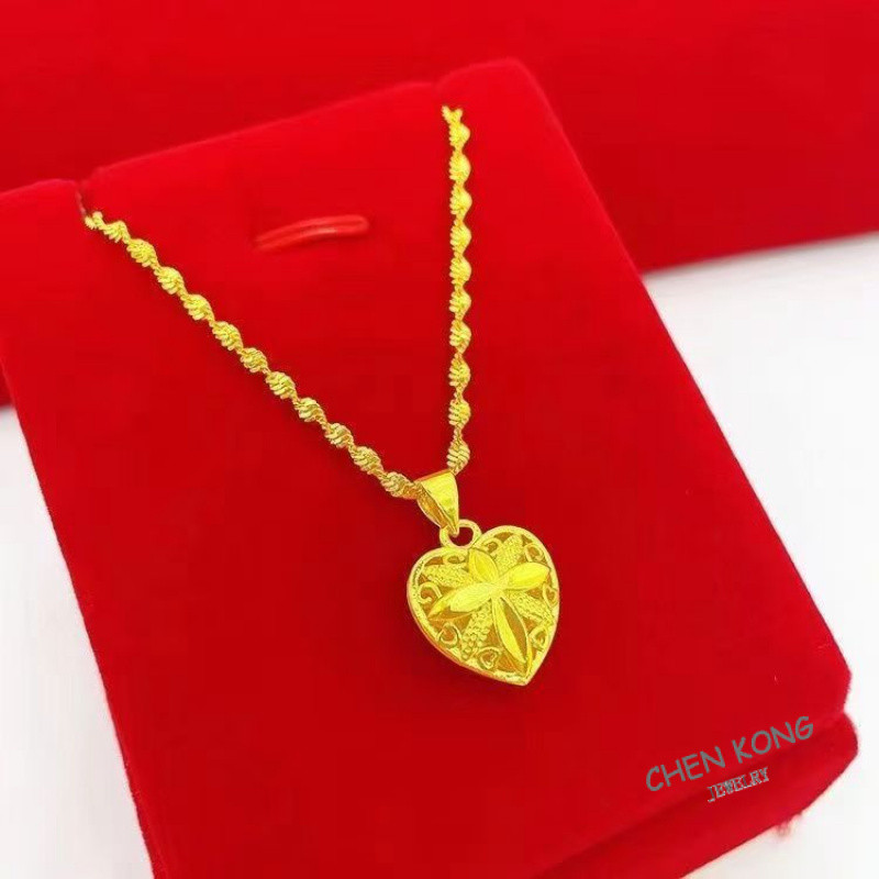 [เหล็กไทเทเนียม] สร้อยคอกลิตซ์เคลือบทอง 18K Love สำหรับเป็นของขวัญวันเกิดหรูหรา