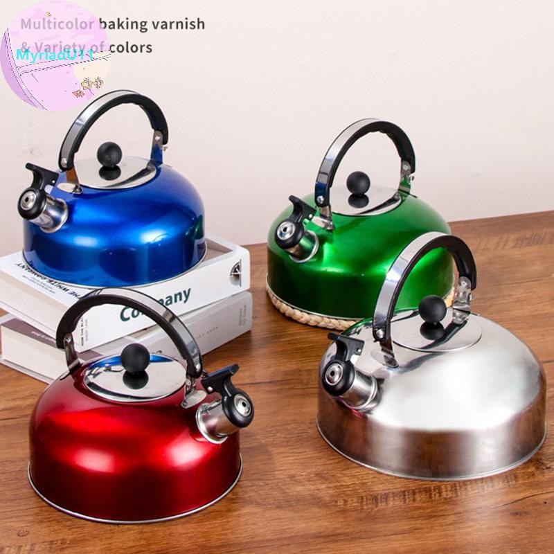 MyriadU 3L สําหรับการเดินทางเดินป่าทําอาหาร Teakettle Ergonomic Handle กาน้ําชาสแตนเลสเตาแก๊สกาต้มน้ํา Whistling กาต้มน้ํากาน้ําชา TH