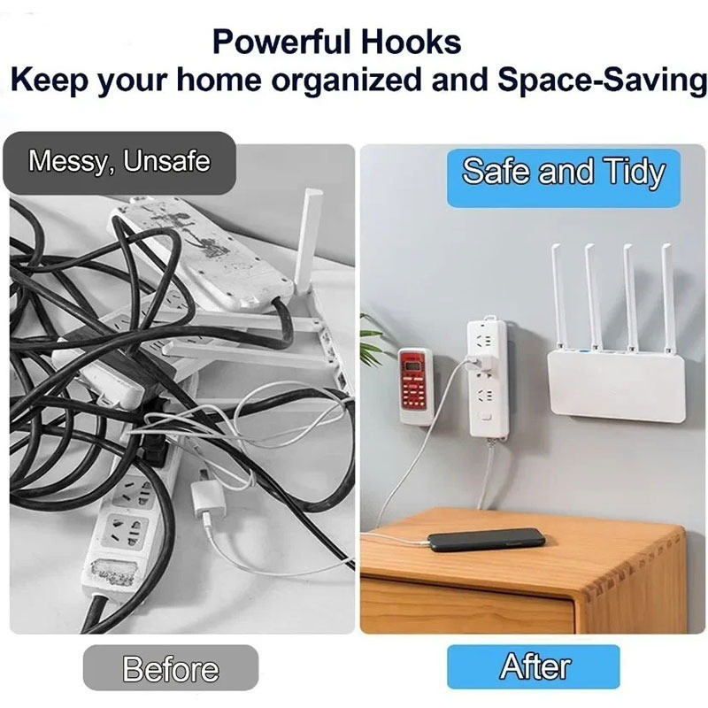 1/5 ชุดติดผนัง Heavy Duty Hooks - Self กาว Traceless Nail-Free Power Strip Fixators - รูปที่ 5