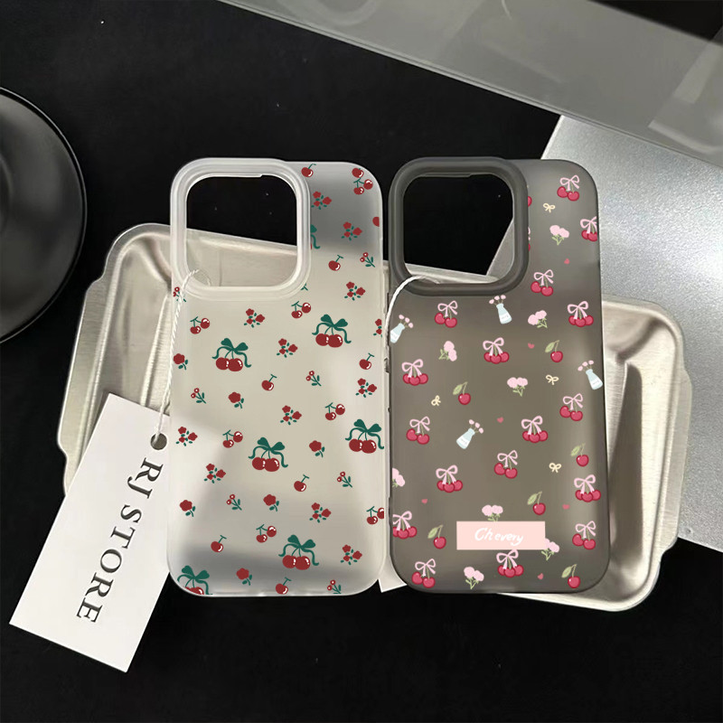 เคสไอโฟน iPhone13 14 15 เคส ไอโฟน11 12Pro Max 7 8Plus X XSMax XRน้ำแข็งบลูครีกเชอร์รี่โทรศัพท์มือถืออะคริลิคใส กันกระแทก