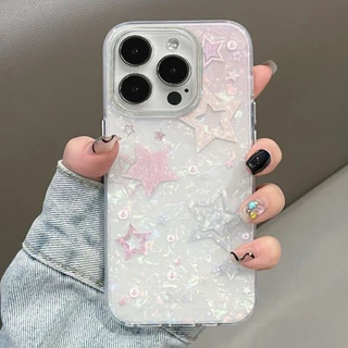 เคสไอโฟน 7Plus สำหรับ iPhone 16 11 15 13 12 14 Pro Max 16 7 8 15 14 Plus XR X XS Max รูปแบบเปลือกหอยสดสดสดแสนโรแมนติก