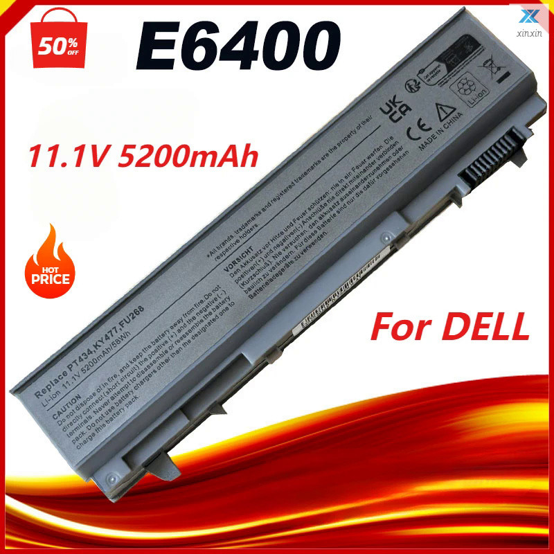 แบตเตอรี่แล็ปท็อปสำหรับ DELL Latitude E6410 E6500 E6510 E6400 M2400 U844G M6400 PT434 W1193 KY477 6เ