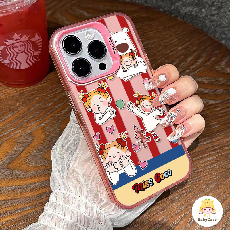 เคสไอโฟน 13 สำหรับ iPhone 11 13 16 15 12 14 Pro Max 7 8 16 15 14 Plus XR X XS Max การ์ตูนหวานน่ารัก Miss Coco Girl Cover