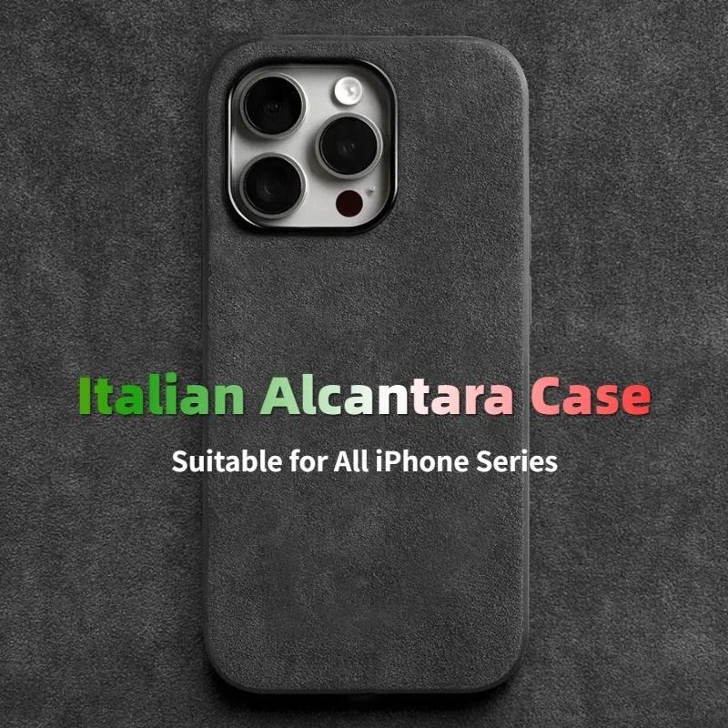 เคสหนังอิตาลี Alcantara สําหรับ iPhone 16 Pro Max 17 Air 15 Plus 14 13 Pro หรูหราธุรกิจ Slim เคสโทรศัพท์