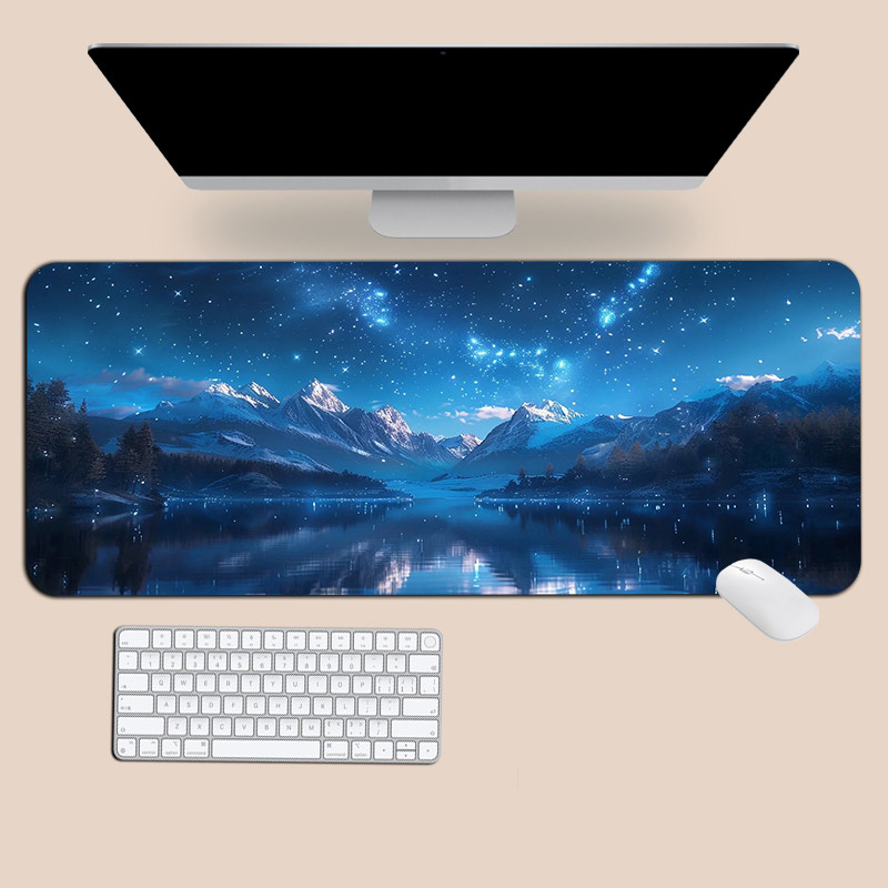 แผ่นรองเมาส์ทิวทัศน์ท้องฟ้าเต็มไปด้วยดวงดาวขนาดใหญ่ที่กําหนดเองล็อคขอบโต๊ะคอมพิวเตอร์เสื่อมูลค่าสูงโต๊ะทํางาน ม แผ่นรองเมาส์ - รูปที่ 3