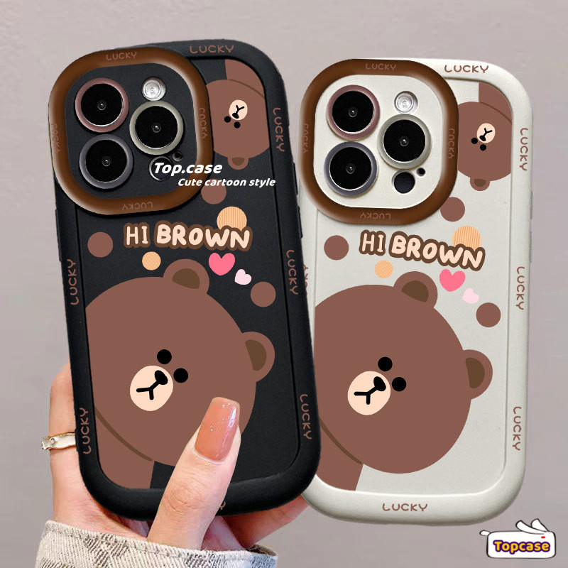 สําหรับrealmeหมายเหตุ50 C63 C67 11 C51 C53 C55 C35 C33 C30s C25Y C21Y C25s C20A C11 C15 5i 6i Narzo 50i 50Aสีน้ําตาลการ์ตูนหมีรวมทุกอย่างเลนส์เคสโทรศัพท์