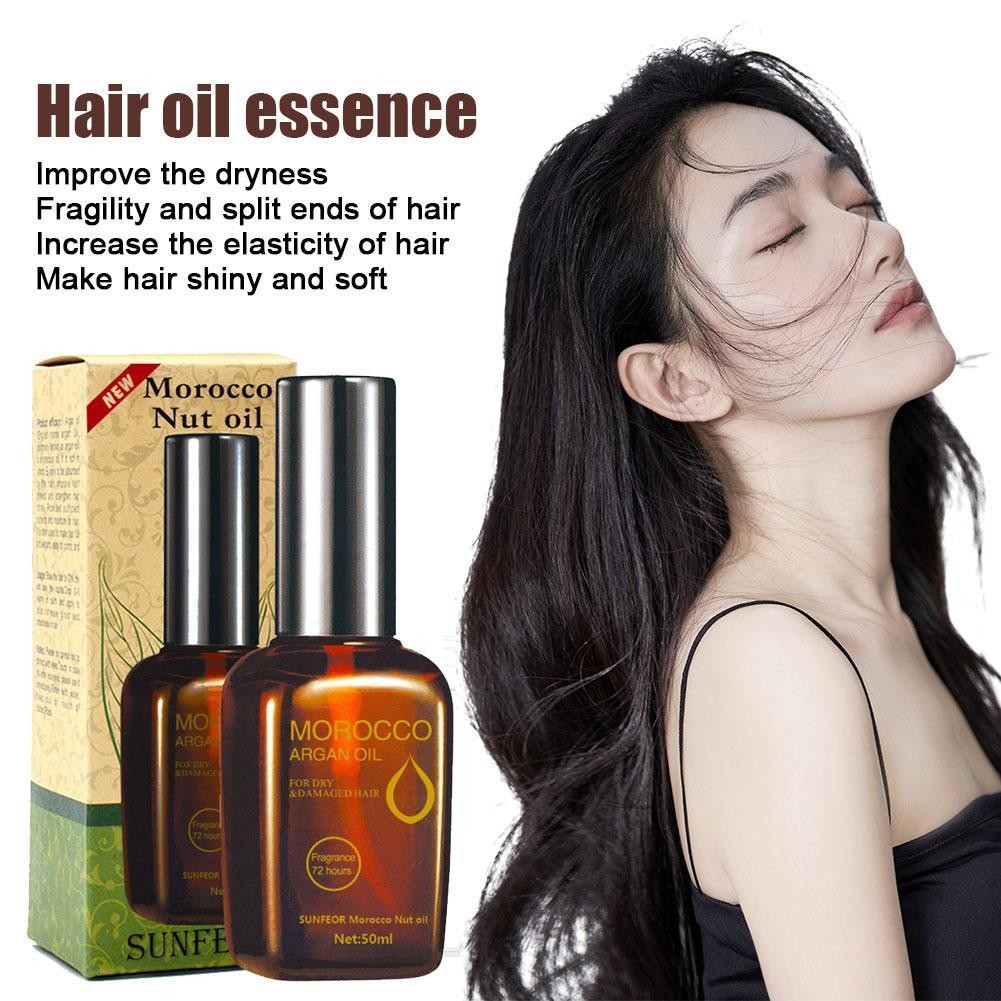 50ml Moroccan Argan Oil Hair Serum Hair Care Essential Damaged Nourish Essence Oil F1J0