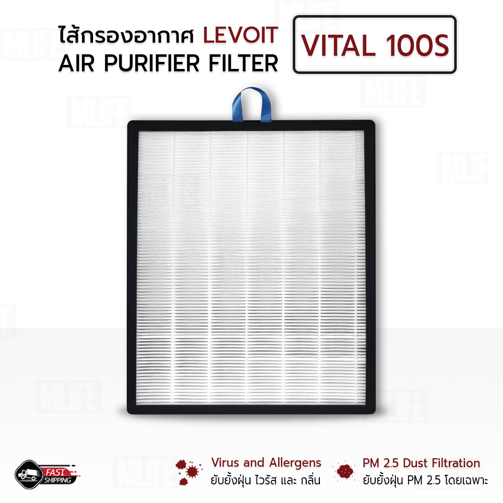 MLIFE - ไส้กรอง Levoit Vital 100S / 100 ไส้กรองอากาศ ฟิลเตอร์ กรองฝุ่น แผ่นกรองอากาศ ป้องกัน PM 2.5 HEPA Filter