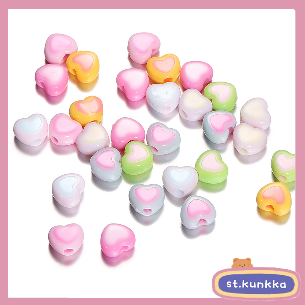 St.kunkka 50-100 ชิ้น ลูกปัดอะคริลิครูปหัวใจ 8 มม. เสน่ห์ สําหรับทําเครื่องประดับ สร้อยคอ สร้อยข้อมือ DIY
