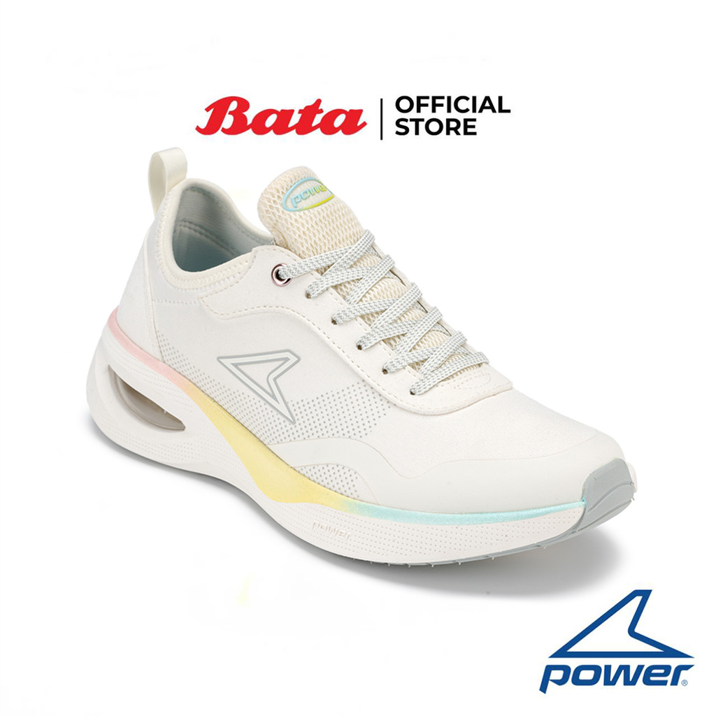 Bata บาจา Power รองเท้าผ้าใบสนีคเกอร์ ออกกำลังกาย แบบผูกเชือก สำหรับผู้หญิง รุ่น Fizz 300 Eurus สีขา