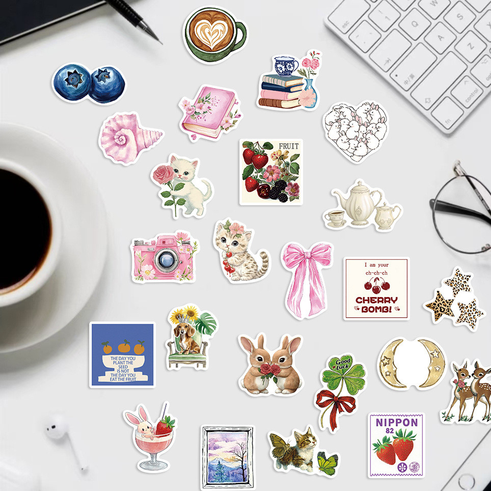 50 ชิ้นสีชมพูและสีแดงเสือดาวพิมพ์ความงาม Graffiti สติกเกอร์สําหรับจักรยานบัญชีมือกรณีดินสอ Decals LanLanStickersWorld