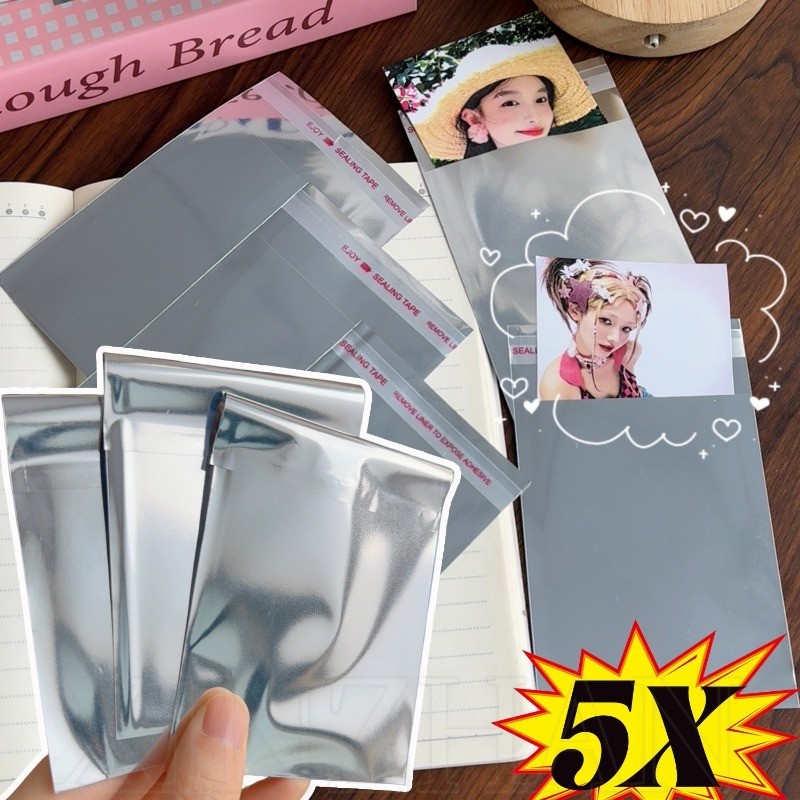 50ชิ้นอลูมิเนียมฟอยล์ปิดผนึกตัวเองถุง-บัตรไอดอลป้องกันแสงฝาครอบป้องกัน-รายการเล็กๆออแกไนเซอร์-กันน้ํา,ทนทาน,แบบพกพา-เครื่องประดับปัจจุบันถุงเก