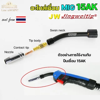 (อะไหล่MIG รหัส 15AK) (ชุด 12 ชิ้น) สำหรับ งานเชื่อม MIG (เลือกเบอร์ได้ในตัวเลือก)