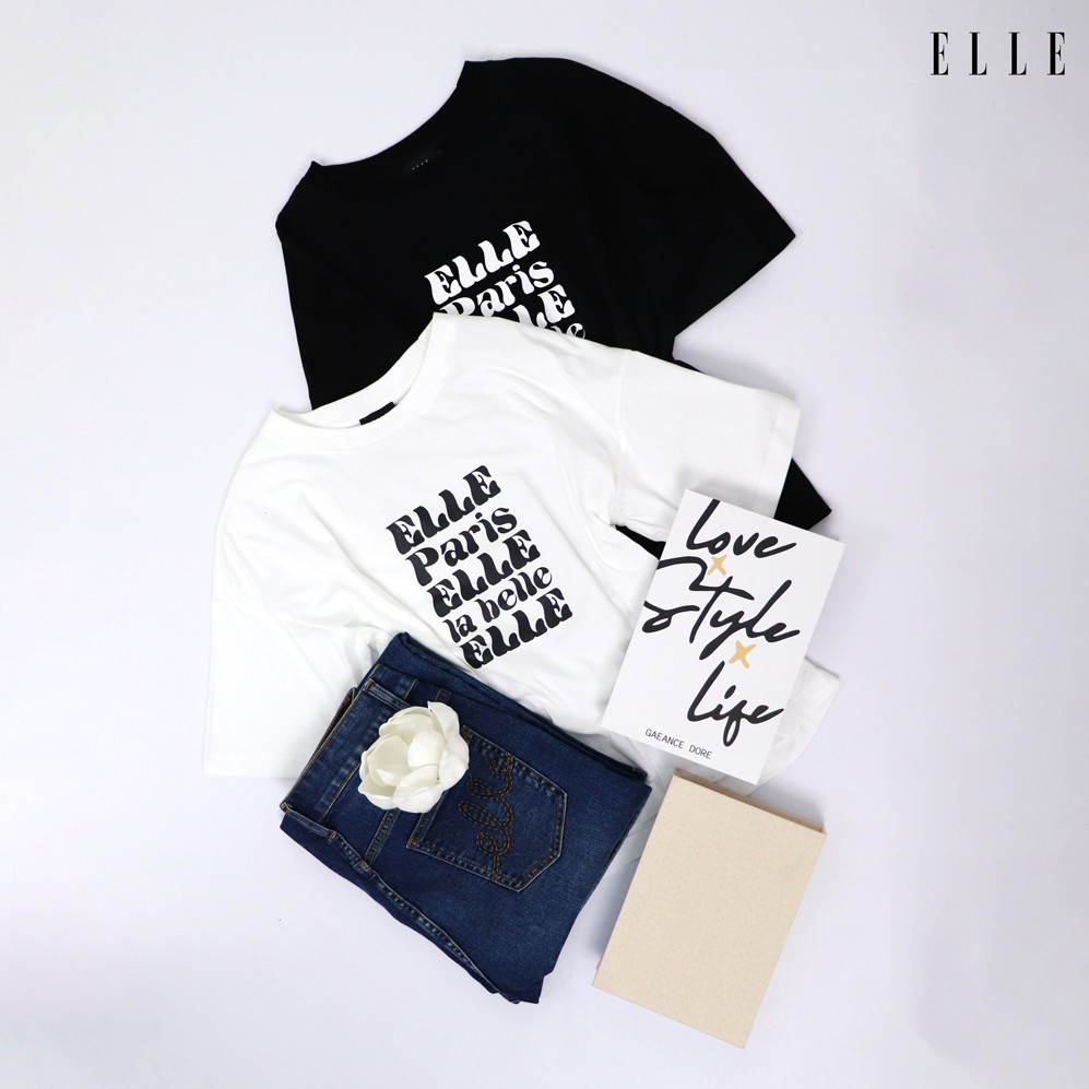 ELLE تيشيرت قصير قطن مطبوع جرافيك — صورة 8