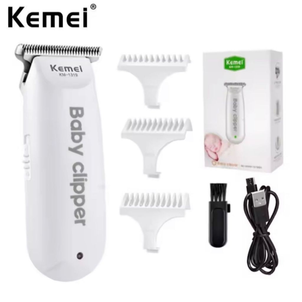 Kemei KM-1319 Baby Hair Clipper Professional USB Hair Trimmer เครื่องตัดผมแบบชาร์จไฟได้ 3 ชิ้นจํากัด