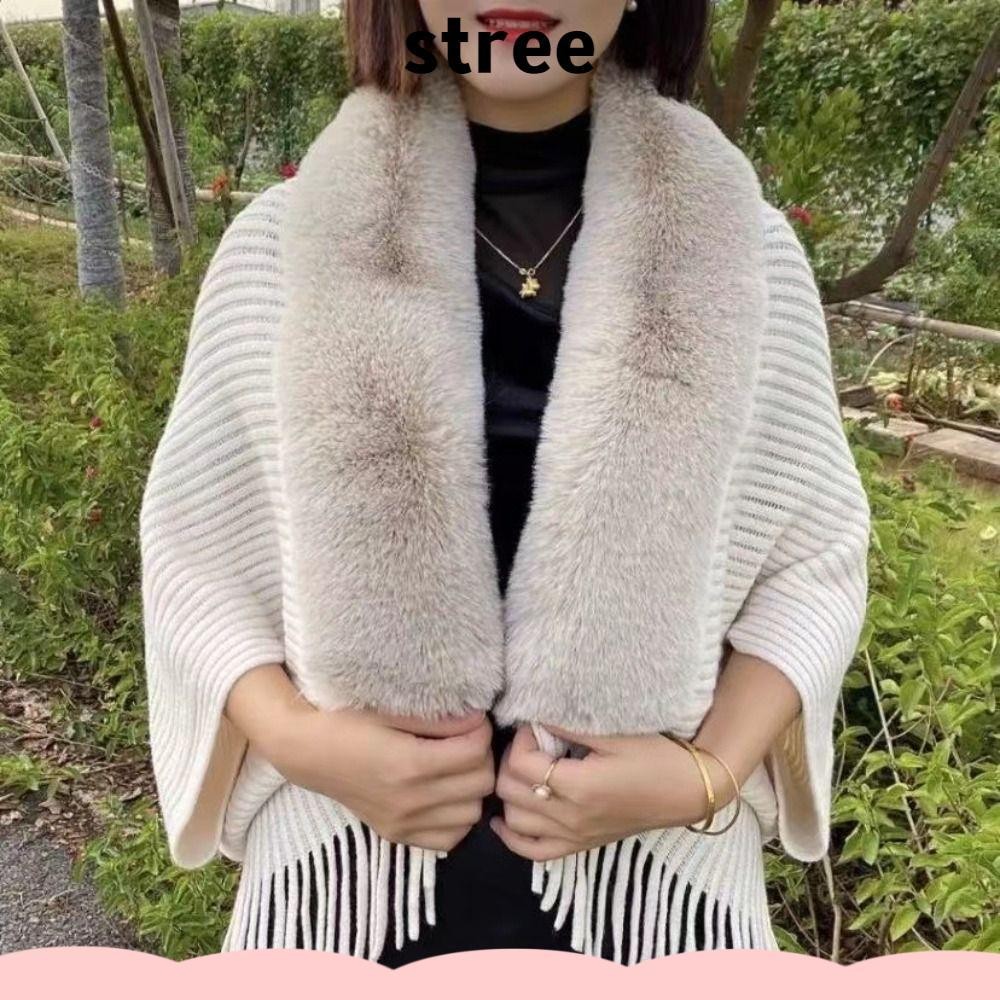 Stree ถักผ้าคลุมไหล่แฟชั่นคาร์ดิแกน Cape ชุดราตรี Plush Wraps