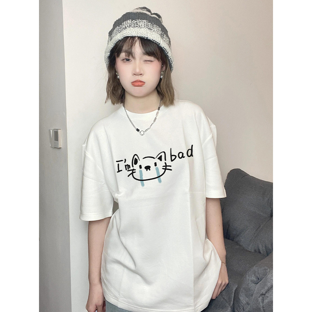 🚚【จัดส่งจากไทย】เสื้อยืดพิมพ์ลายการ์ตูนสไตล์อเมริกัน แขนสั้น คอกลม ผ้าเนื้อนุ่ม สวมใส่สบาย