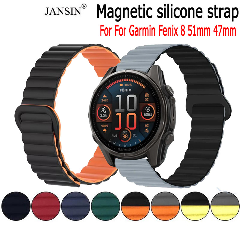 สายซิลิโคนสําหรับ Garmin Fenix 8 51mm สมาร์ทวอท์ช Magnetic Loop เปลี่ยนสร้อยข้อมือสําหรับ garmin fen