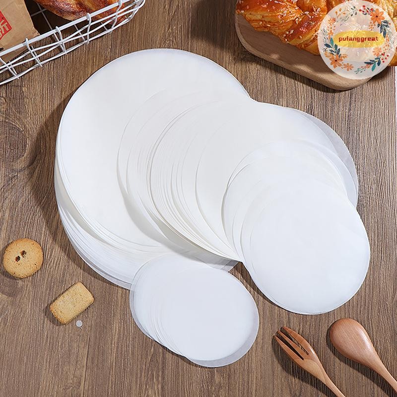 Pufanggreat 50 ชิ้น Baking Oiled กระดาษวงกลม Parchment กระดาษมัลติฟังก์ชั่ Liner เตาอบบาร์บีคิว Patty แฮมเบอร์เกอร์กระดาษ Steamer Liners เบเกอรี่เครื่องมือ TH
