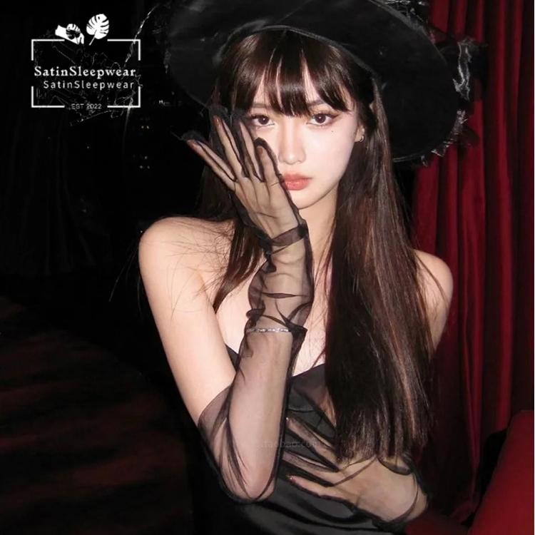 SatinSleepwear❤️‍🔥❤️‍🔥ถุงมือผ้าทูลยาวพิเศษ ถุงมือสำหรับใส่ไปงานแสดง 2 สี บางและเบา ราคาจับต้องได้.